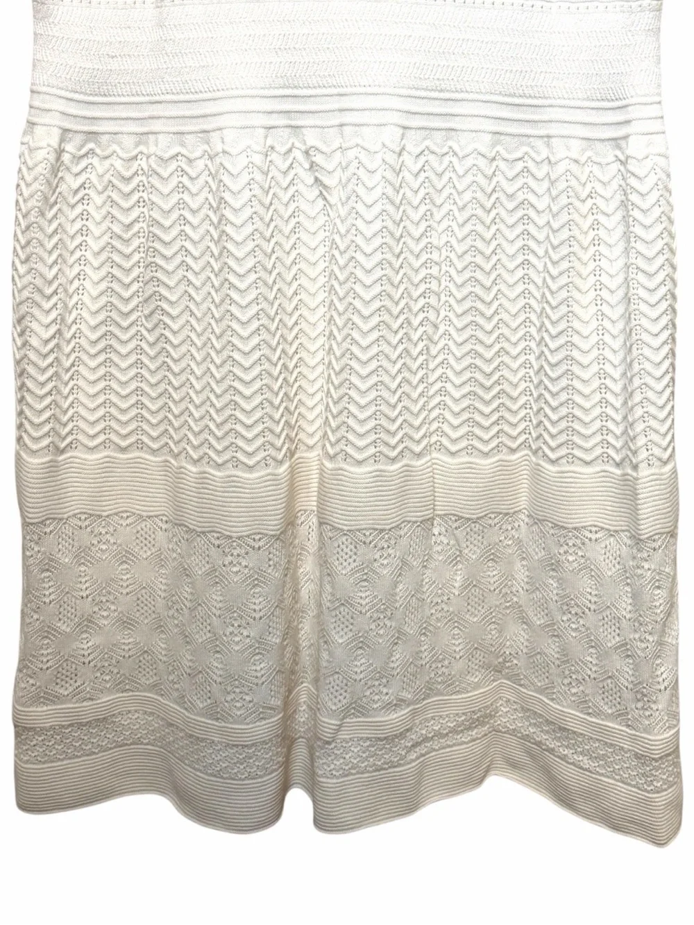 Lauren Ralph Lauren Cream Sleeveless Knit A-Line Pointelle Dress Size L